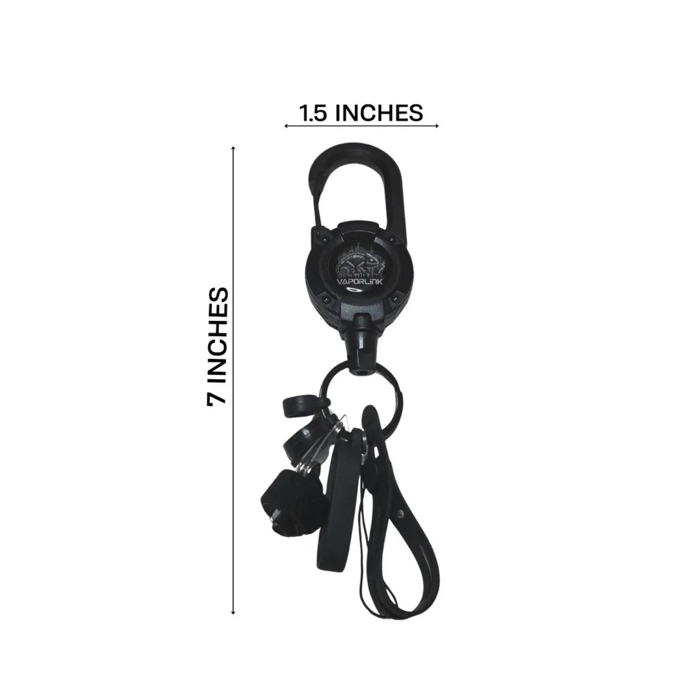 BLACK Vaporlink Leash Heavy-duty Retractable Carabiner Keychain Anti-Lost/Theft